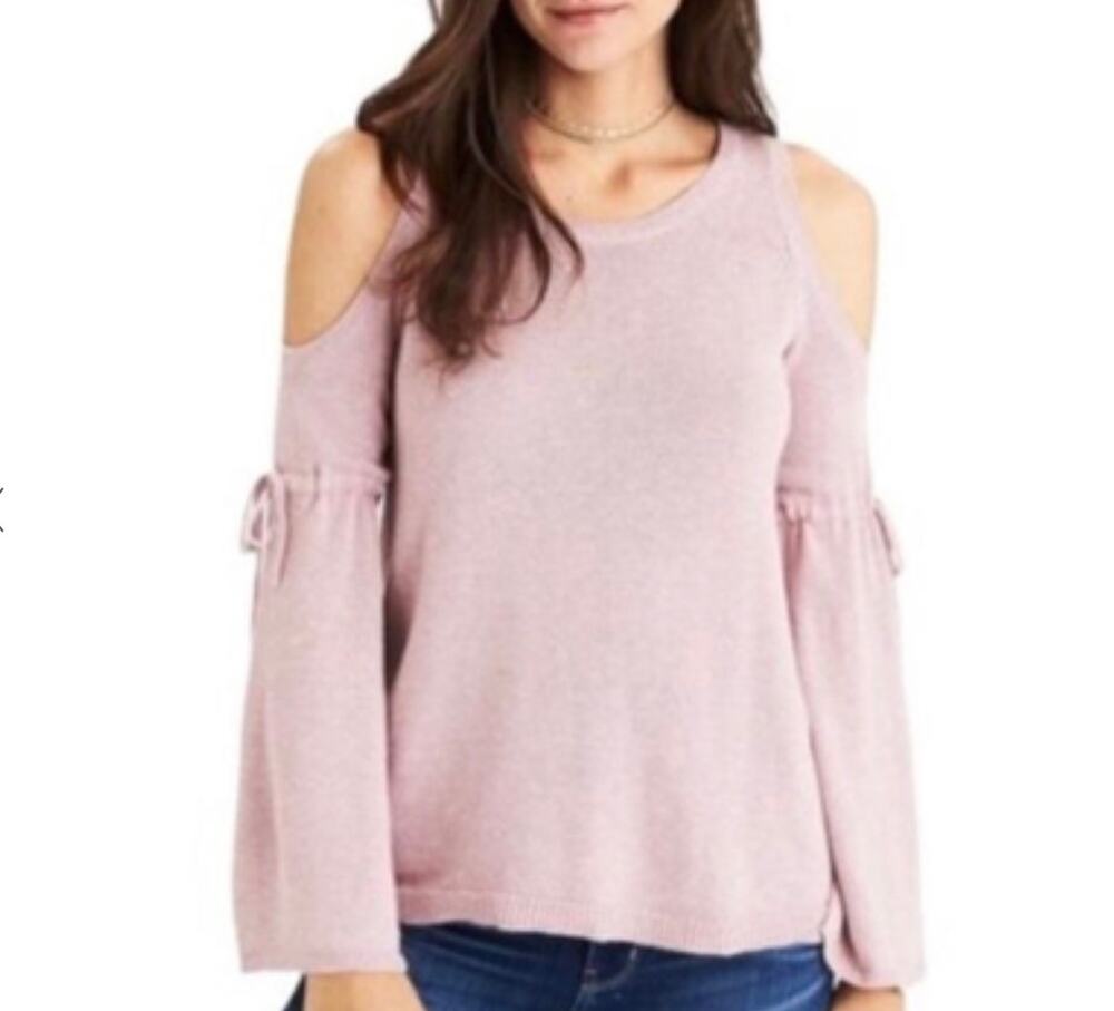 American Eagle Dusty Rose Pink Knit Open Shoulder Knit Sweater Small Cozycore